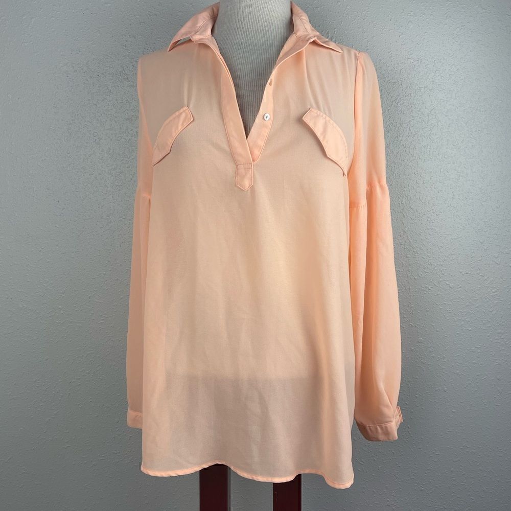 Pre-Owed ya Los Angeles Coral/Hot Orange Womens Blouse Size L
